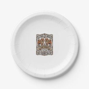 Dog Lover Quote Vintage Engraving Fluffy Dog Art_1 Paper Plates