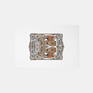 Dog Lover Quote Vintage Engraving Fluffy Dog Art_1 Rug