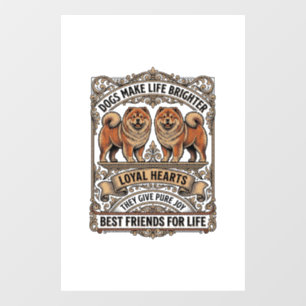 Dog Lover Quote Vintage Engraving Fluffy Dog Art_1 Window Cling