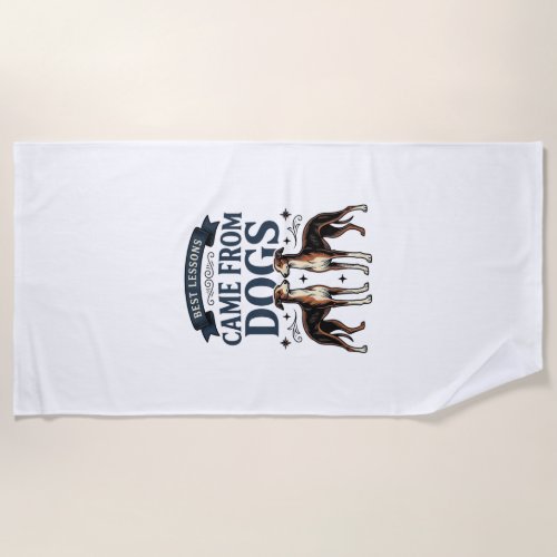 Dog Lover Quote Vintage Engraving Hound Typography Beach Towel