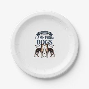 Dog Lover Quote Vintage Engraving Hound Typography Paper Plates