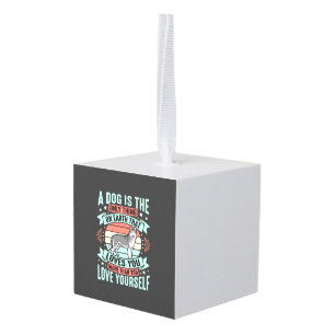 Dog Lover Quote Vintage Husky Graphic Cube Ornament
