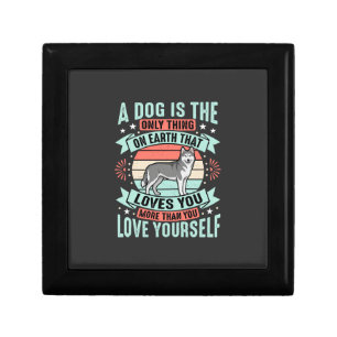 Dog Lover Quote Vintage Husky Graphic Gift Box