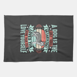 Dog Lover Quote Vintage Husky Graphic Kitchen Towel