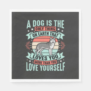 Dog Lover Quote Vintage Husky Graphic Napkins