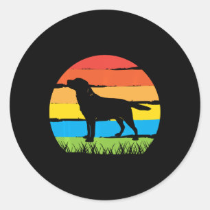 Dog Lover Retro Vintage Sunset Labrador Retriever Classic Round Sticker