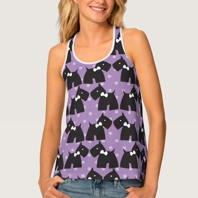 Dog Lover’s Black Scottie Design Tank Top (Front)