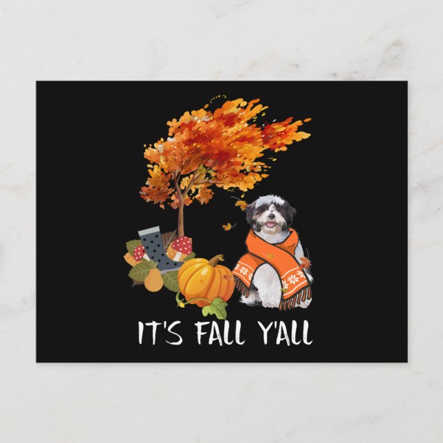 Dog Lover | Shih Tzu is Fall Yall Holiday Postcard (Front)