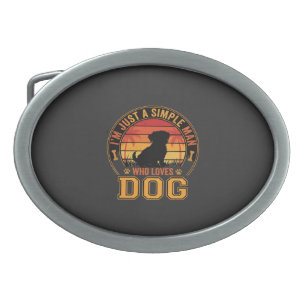 Dog Lover Simple Man Retro Sunset Belt Buckle