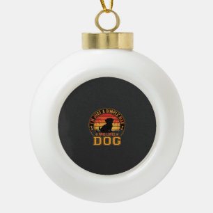Dog Lover Simple Man Retro Sunset Ceramic Ball Christmas Ornament