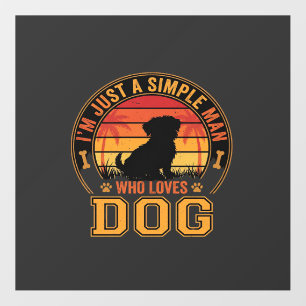 Dog Lover Simple Man Retro Sunset Floor Decals