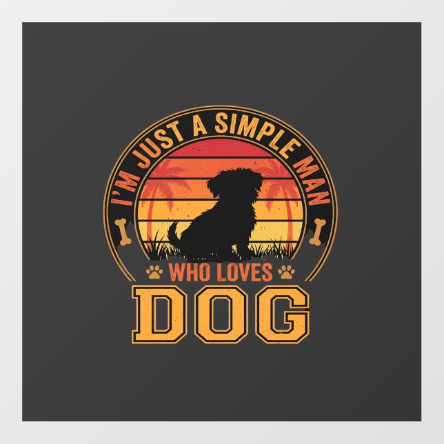 Dog Lover Simple Man Retro Sunset Floor Decals (Front)