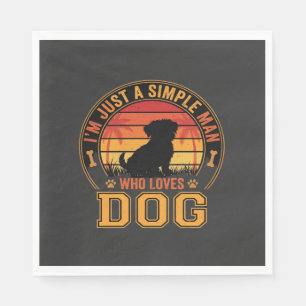 Dog Lover Simple Man Retro Sunset Napkins