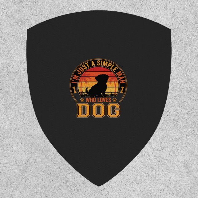 Dog Lover Simple Man Retro Sunset Patch (Front)