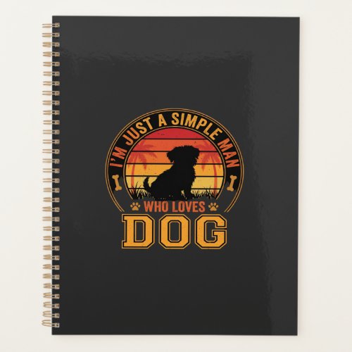 Dog Lover Simple Man Retro Sunset Planner