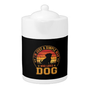 Dog Lover Simple Man Retro Sunset Teapot