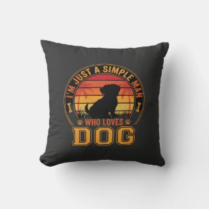 Dog Lover Simple Man Retro Sunset Throw Pillow