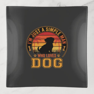 Dog Lover Simple Man Retro Sunset Trinket Tray