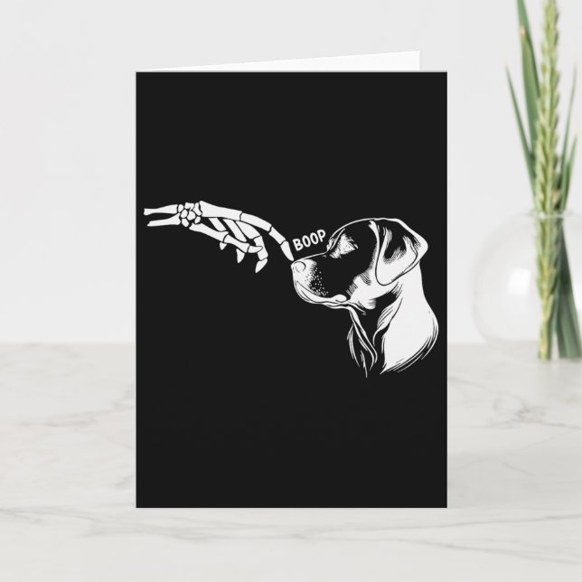 Dog Lover Skeleton Hand Boop Funny Halloween Labra Card (Front)