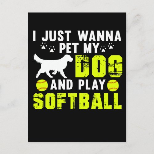 Dog lover Softball Player Postcard