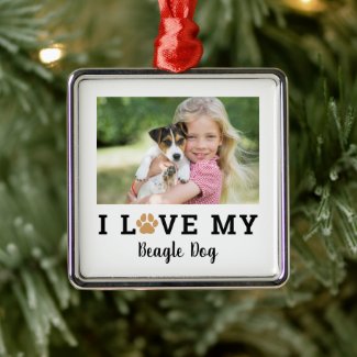 Dog Lover Tan Pet Paw Print Custom Photo Metal Ornament
