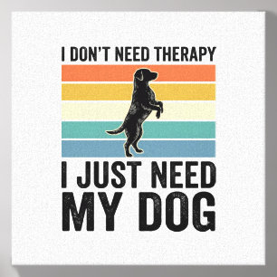 Dog Lover Therapy Quote Vintage Engraving Design_1 Canvas Photo Tile