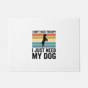Dog Lover Therapy Quote Vintage Engraving Design_1 Doormat