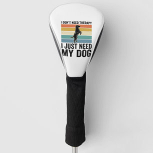 Dog Lover Therapy Quote Vintage Engraving Design_1 Golf Head Cover