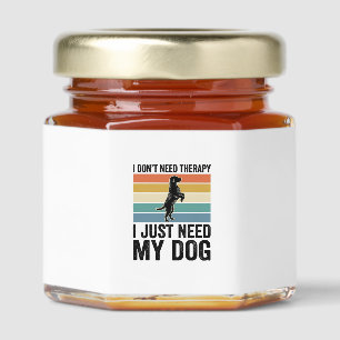 Dog Lover Therapy Quote Vintage Engraving Design_1 Honey Jar Favors