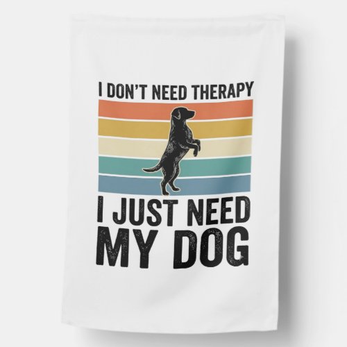Dog Lover Therapy Quote Vintage Engraving Design_1 House Flag