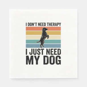 Dog Lover Therapy Quote Vintage Engraving Design_1 Napkins