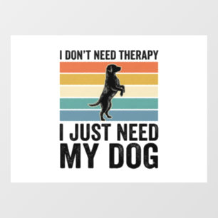 Dog Lover Therapy Quote Vintage Engraving Design_1 Window Cling