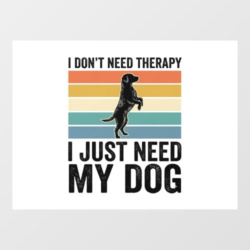 Dog Lover Therapy Quote Vintage Engraving Design_1 Window Cling