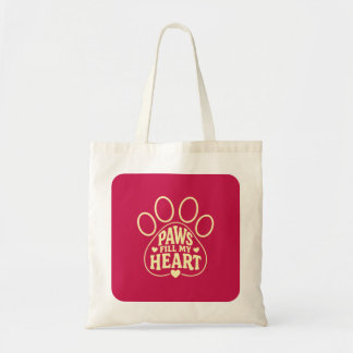 Dog Lover Tote Bag - Paw Print Typography Gift