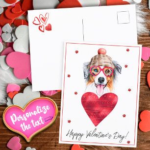 Dog Lover Valentine Gift Australian Shepherd Holiday Postcard