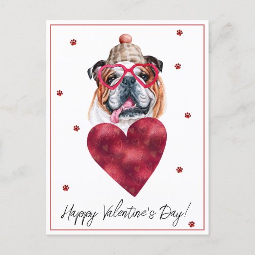 Dog Lover Valentine Gift English Bulldog Holiday Postcard