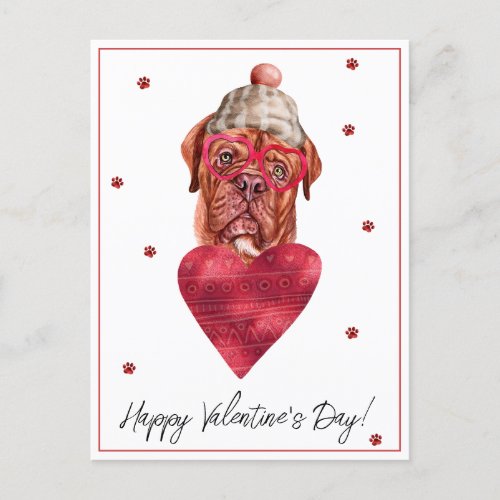 Dog Lover Valentine Gift French Mastiff Holiday Postcard