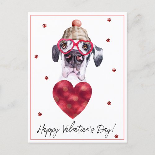 Dog Lover Valentine Gift Great Dane Holiday Postcard