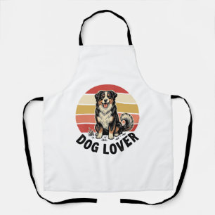 Dog Lover Vintage Engraving Cute Dog Sunset Design Apron