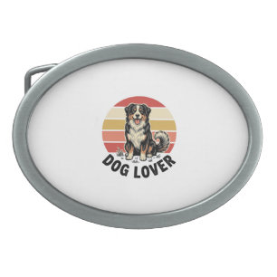 Dog Lover Vintage Engraving Cute Dog Sunset Design Belt Buckle