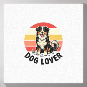 Dog Lover Vintage Engraving Cute Dog Sunset Design Canvas Photo Tile