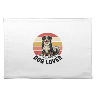 Dog Lover Vintage Engraving Cute Dog Sunset Design Cloth Placemat