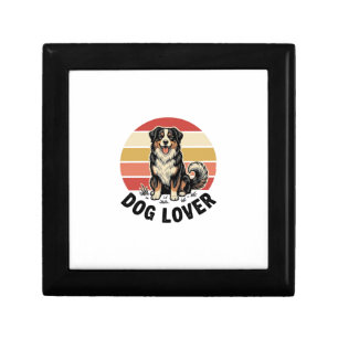Dog Lover Vintage Engraving Cute Dog Sunset Design Gift Box