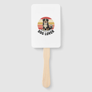 Dog Lover Vintage Engraving Cute Dog Sunset Design Hand Fan