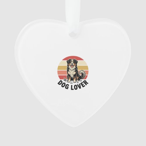 Dog Lover Vintage Engraving Cute Dog Sunset Design Ornament