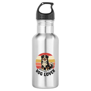 Dog Lover Vintage Engraving Cute Dog Sunset Design Stainless Steel Water Bottle
