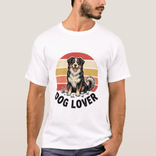 Dog Lover Vintage Engraving Cute Dog Sunset Design T-Shirt