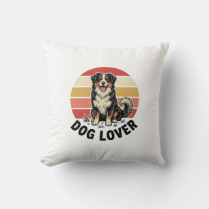 Dog Lover Vintage Engraving Cute Dog Sunset Design Throw Pillow