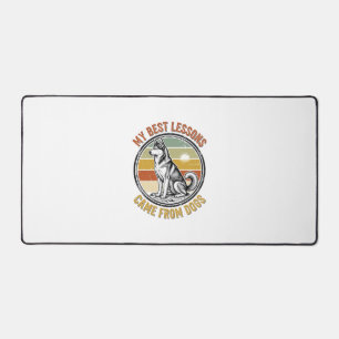 Dog Lover Vintage Shirt with Wise Husky Engraving_ Desk Mat