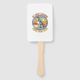Dog Lover Vintage Shirt with Wise Husky Engraving_ Hand Fan